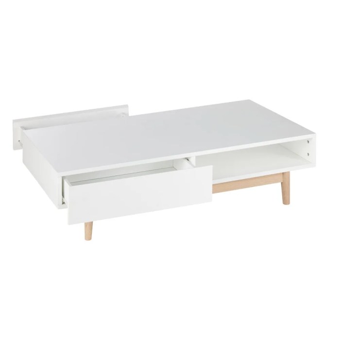 Scandinavian style coffee table white drawer artic